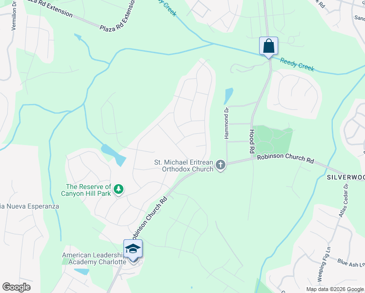 map of restaurants, bars, coffee shops, grocery stores, and more near 1020 Culver Spring Way in Charlotte
