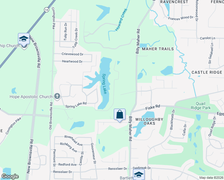 map of restaurants, bars, coffee shops, grocery stores, and more near 4323 Cedar Hills Road in Memphis