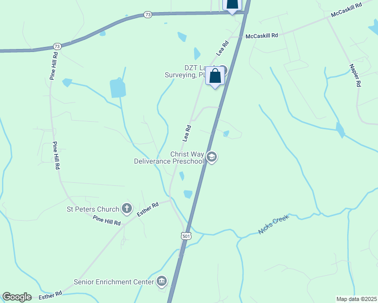 map of restaurants, bars, coffee shops, grocery stores, and more near 473 Lea Road in Moore County
