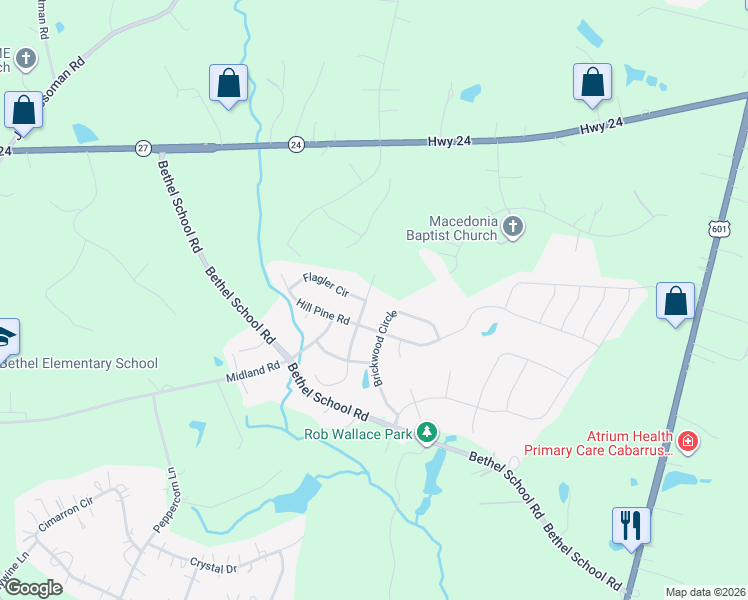 map of restaurants, bars, coffee shops, grocery stores, and more near 3415 Brickwood Circle in Midland