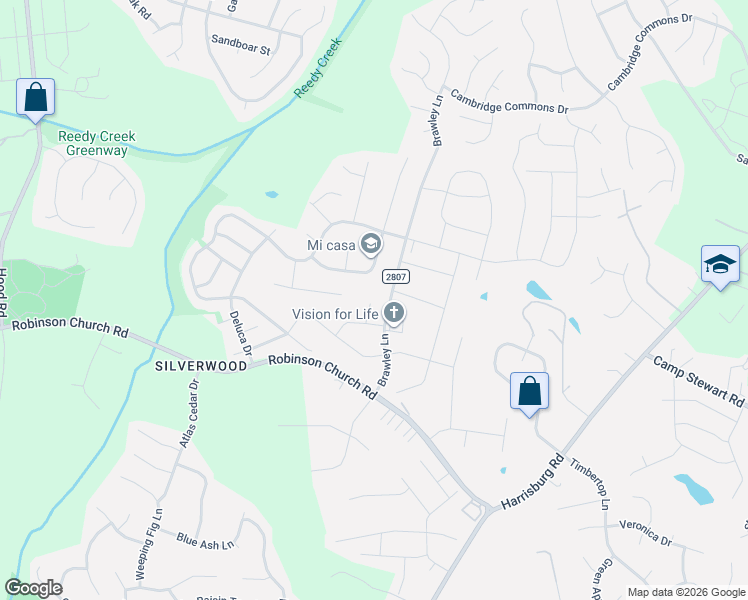 map of restaurants, bars, coffee shops, grocery stores, and more near 9701 Brawley Lane in Charlotte