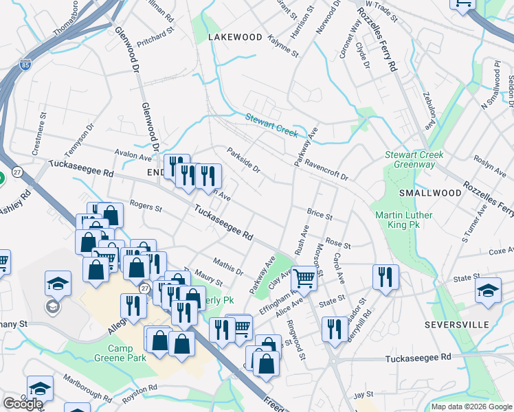 map of restaurants, bars, coffee shops, grocery stores, and more near in Charlotte
