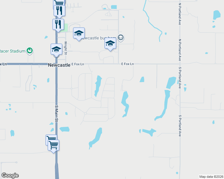 map of restaurants, bars, coffee shops, grocery stores, and more near 914 East Fox Lane in Newcastle