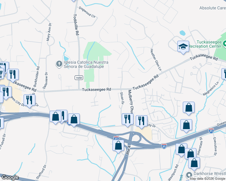 map of restaurants, bars, coffee shops, grocery stores, and more near 5811 Tuckaseegee Road in Charlotte