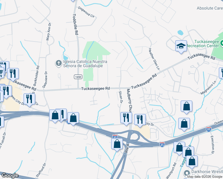 map of restaurants, bars, coffee shops, grocery stores, and more near 5811 Tuckaseegee Road in Charlotte