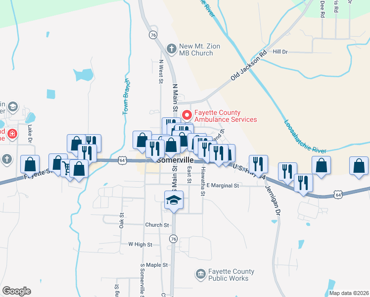 map of restaurants, bars, coffee shops, grocery stores, and more near 16815 U.S. 64 in Somerville