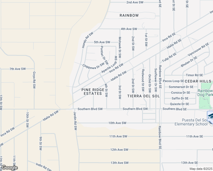 map of restaurants, bars, coffee shops, grocery stores, and more near 616 4th Street Southwest in Rio Rancho