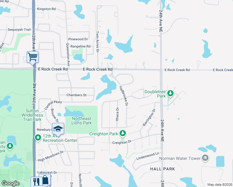 map of restaurants, bars, coffee shops, grocery stores, and more near 2009 Burning Tree in Norman