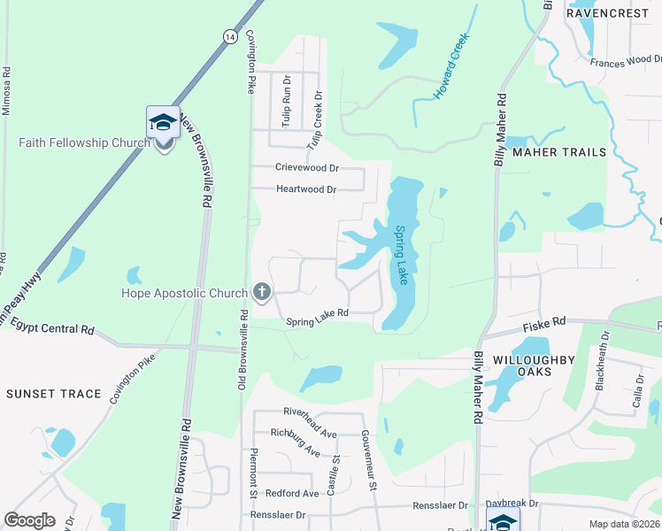 map of restaurants, bars, coffee shops, grocery stores, and more near 5730 Green Valley Road in Memphis