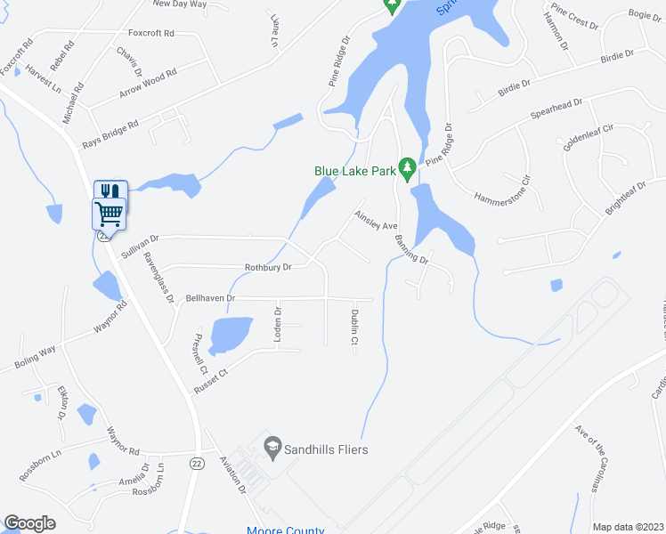 map of restaurants, bars, coffee shops, grocery stores, and more near 257 Sullivan Drive in Carthage