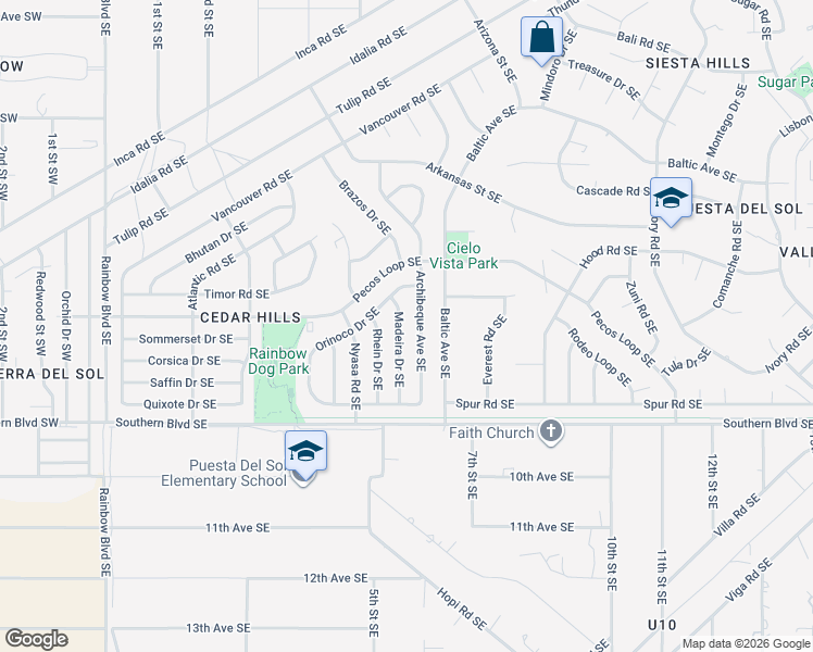 map of restaurants, bars, coffee shops, grocery stores, and more near 811 Madeira Drive Southeast in Rio Rancho