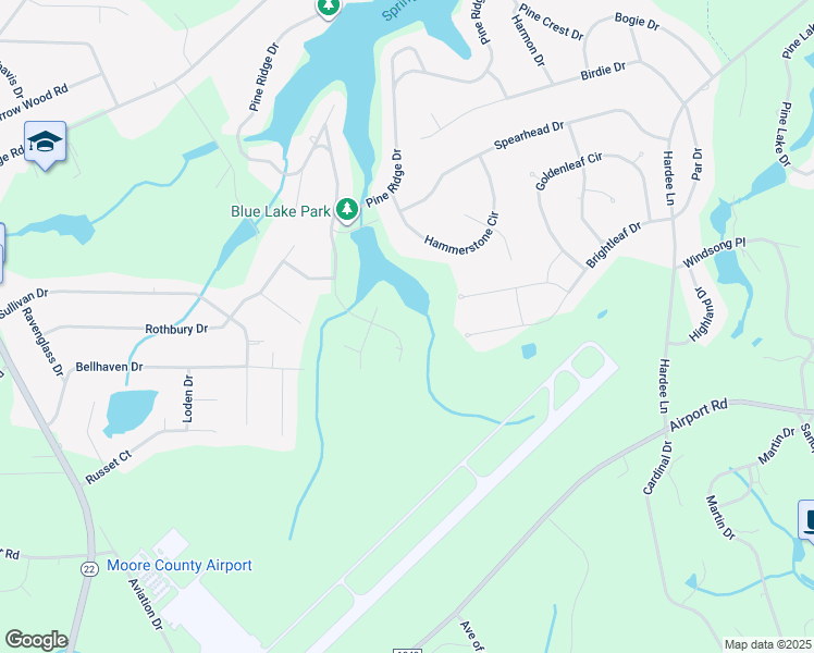 map of restaurants, bars, coffee shops, grocery stores, and more near 29 Banning Drive in Whispering Pines