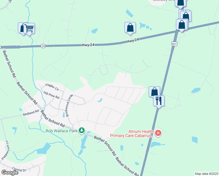 map of restaurants, bars, coffee shops, grocery stores, and more near 3620 Pelham Lane in Midland