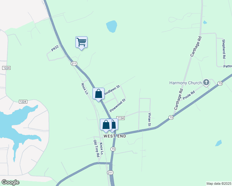 map of restaurants, bars, coffee shops, grocery stores, and more near 148 Cross Street in Moore County