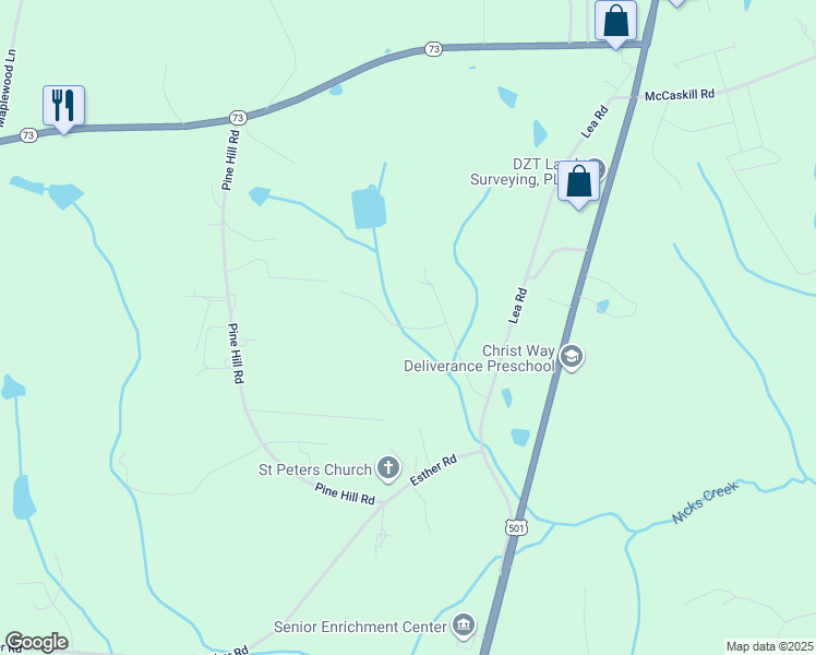map of restaurants, bars, coffee shops, grocery stores, and more near Doyle Road in Moore County