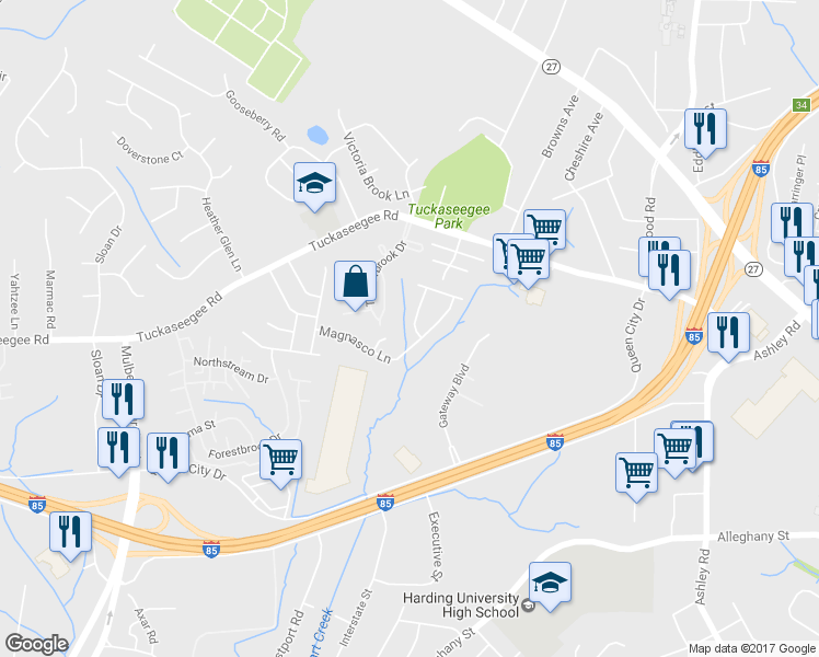map of restaurants, bars, coffee shops, grocery stores, and more near 4744 Brewer Drive in Charlotte
