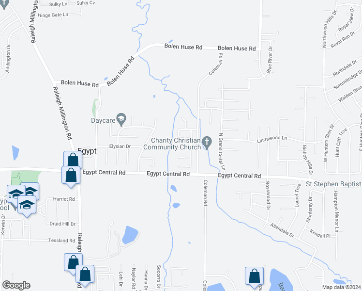 map of restaurants, bars, coffee shops, grocery stores, and more near 4404 Elysian Drive in Memphis