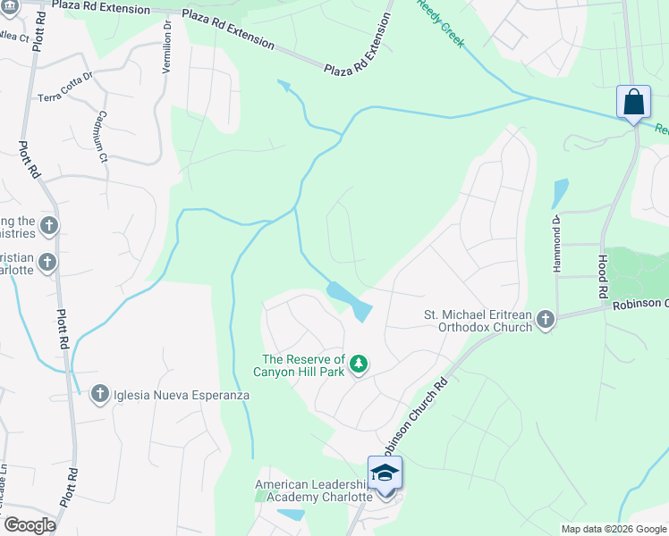 map of restaurants, bars, coffee shops, grocery stores, and more near 8602 Highgate Drive in Charlotte
