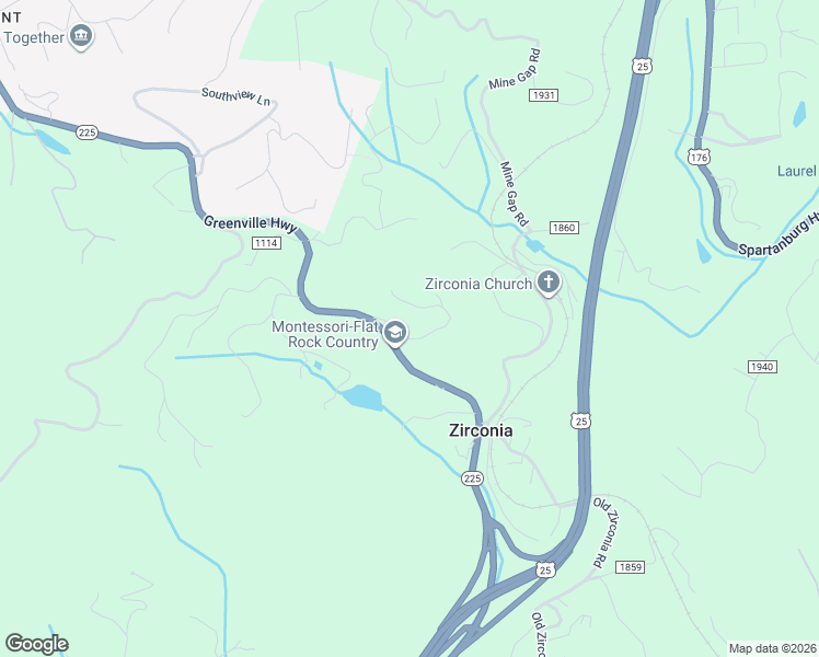 map of restaurants, bars, coffee shops, grocery stores, and more near 5479 Greenville Highway in Zirconia
