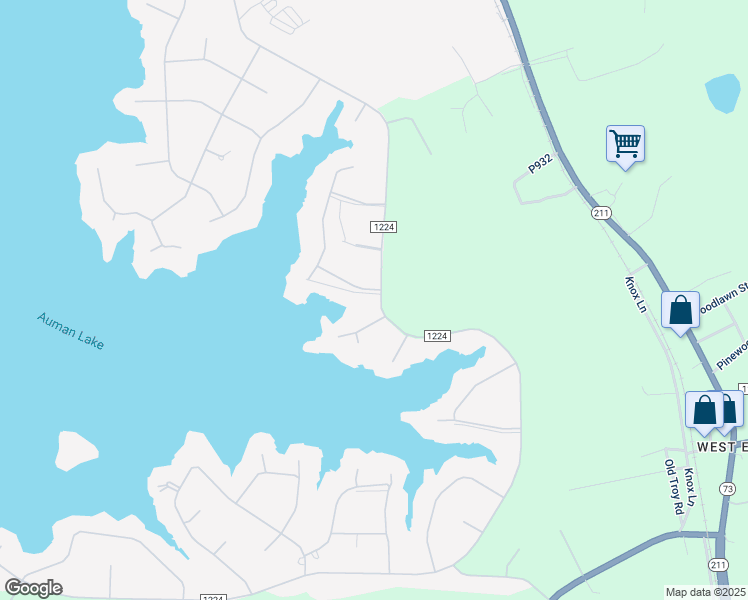 map of restaurants, bars, coffee shops, grocery stores, and more near 95 Glen Cove Lane in Seven Lakes