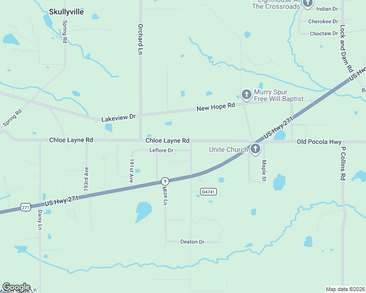 map of restaurants, bars, coffee shops, grocery stores, and more near 18783 Chloe Layne Road in Spiro