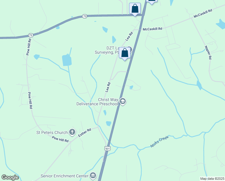 map of restaurants, bars, coffee shops, grocery stores, and more near 461 Lea Road in Moore County