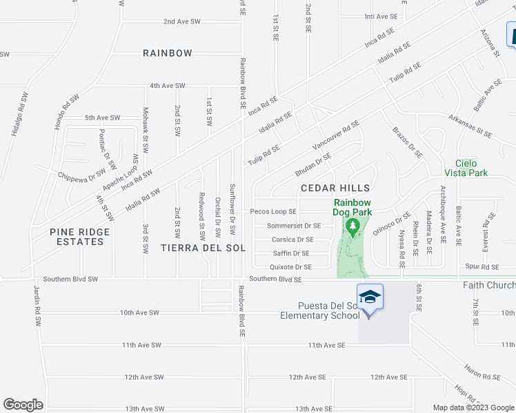 map of restaurants, bars, coffee shops, grocery stores, and more near 22 Pecos Loop Southeast in Rio Rancho