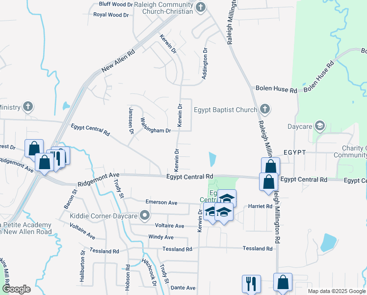 map of restaurants, bars, coffee shops, grocery stores, and more near 3883 Drayon Cove in Memphis