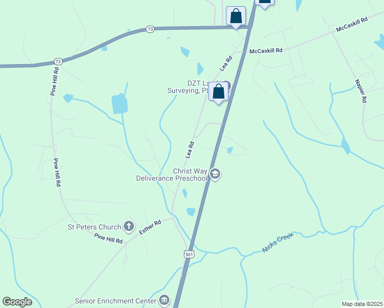 map of restaurants, bars, coffee shops, grocery stores, and more near 461 Lea Road in Moore County