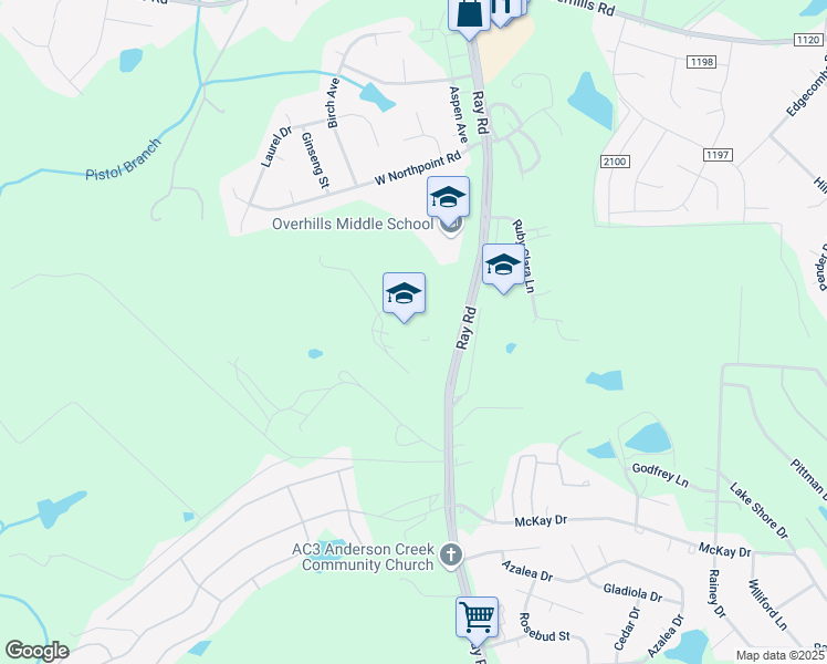 map of restaurants, bars, coffee shops, grocery stores, and more near 2711 Ray Road in Spring Lake