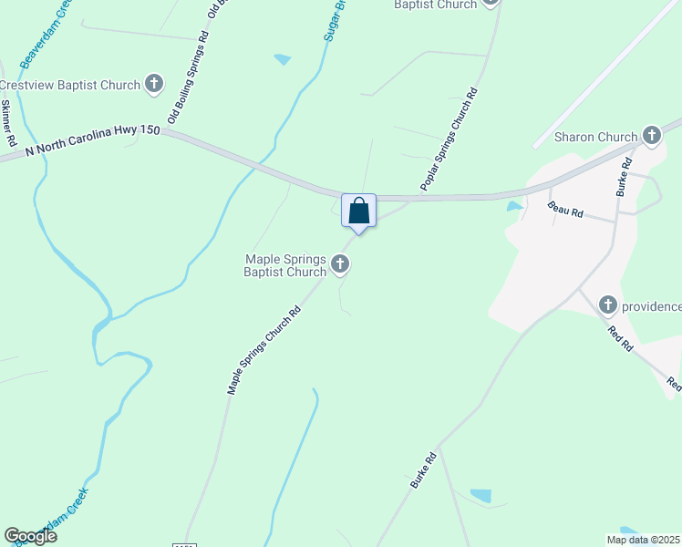 map of restaurants, bars, coffee shops, grocery stores, and more near 1231 Maple Springs Church Road in Shelby