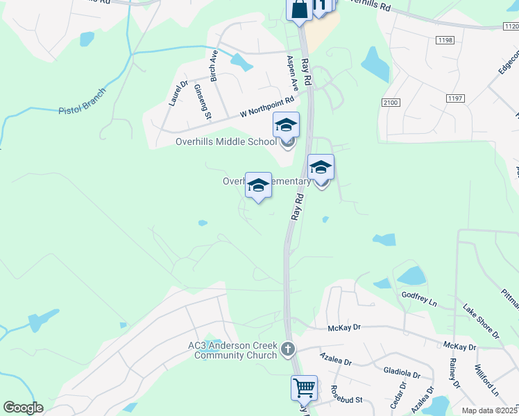map of restaurants, bars, coffee shops, grocery stores, and more near 2495 Ray Road in Spring Lake