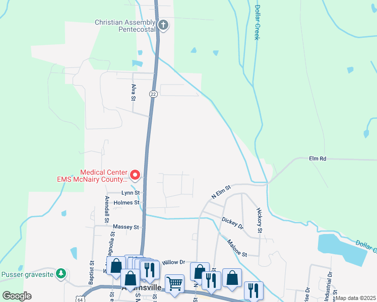 map of restaurants, bars, coffee shops, grocery stores, and more near in Adamsville