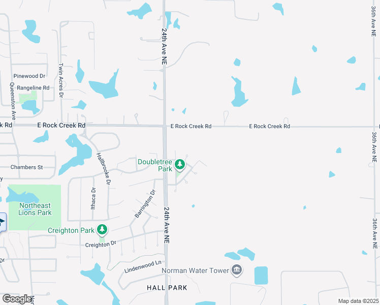 map of restaurants, bars, coffee shops, grocery stores, and more near 2107 Park Place in Norman