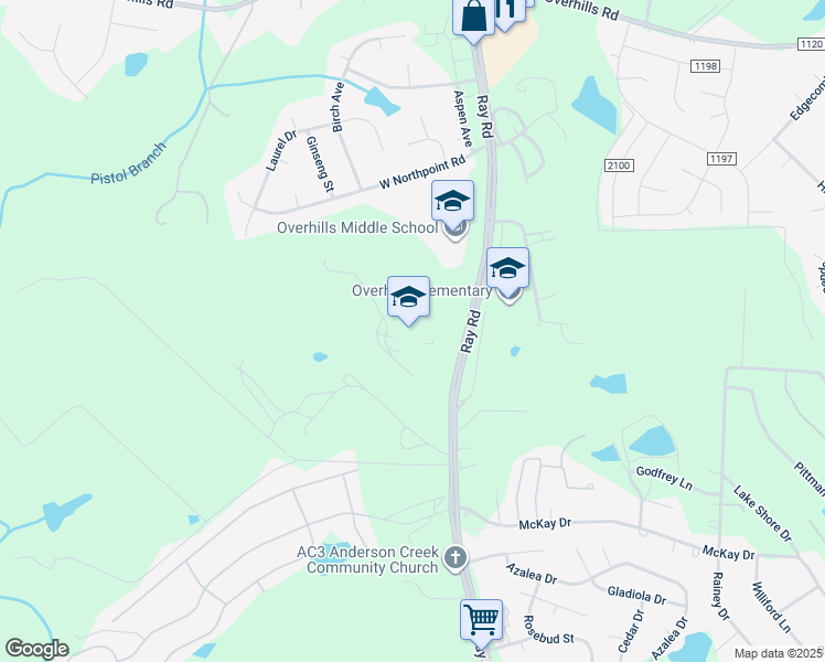map of restaurants, bars, coffee shops, grocery stores, and more near 2495 Ray Road in Spring Lake