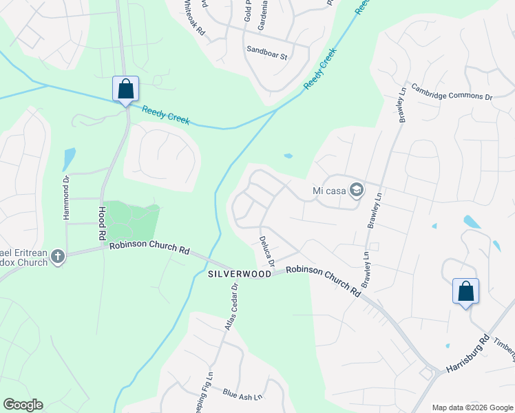 map of restaurants, bars, coffee shops, grocery stores, and more near 7631 Deluca Drive in Charlotte