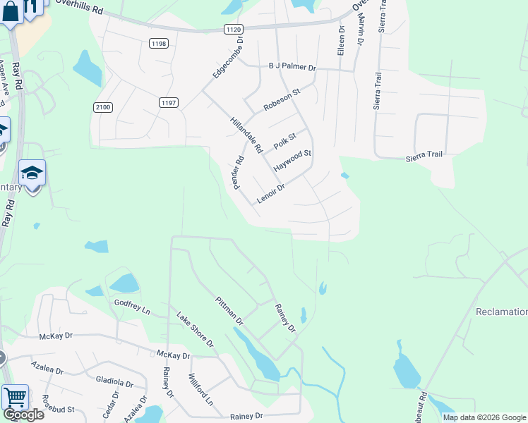 map of restaurants, bars, coffee shops, grocery stores, and more near 280 Pender Road in Spring Lake