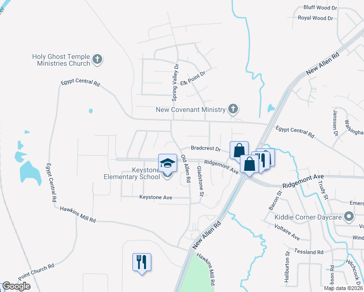 map of restaurants, bars, coffee shops, grocery stores, and more near 3346 Bradcrest Drive in Memphis