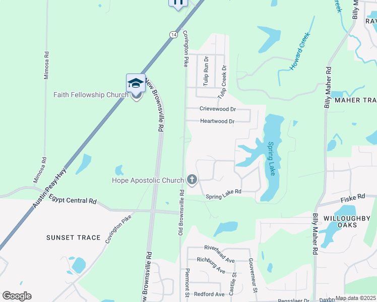 map of restaurants, bars, coffee shops, grocery stores, and more near 4380 Old Brownsville Road in Memphis