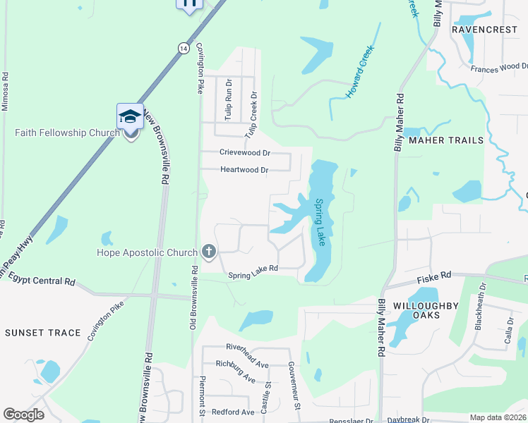 map of restaurants, bars, coffee shops, grocery stores, and more near 4385 Wildwood Road in Memphis
