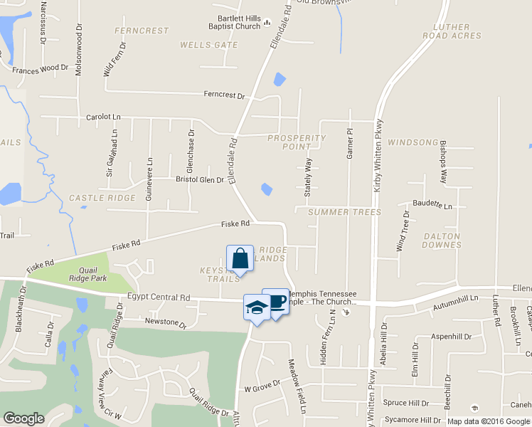 map of restaurants, bars, coffee shops, grocery stores, and more near 4400 Ellendale Road in Memphis