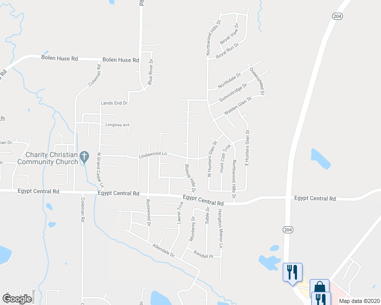 map of restaurants, bars, coffee shops, grocery stores, and more near 4390 Bishop Hills Drive in Memphis