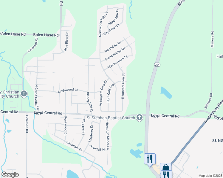 map of restaurants, bars, coffee shops, grocery stores, and more near 4398 Hunt Cliff Trce in Memphis