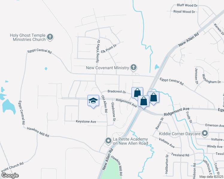 map of restaurants, bars, coffee shops, grocery stores, and more near 3390 Bradcrest Drive in Memphis