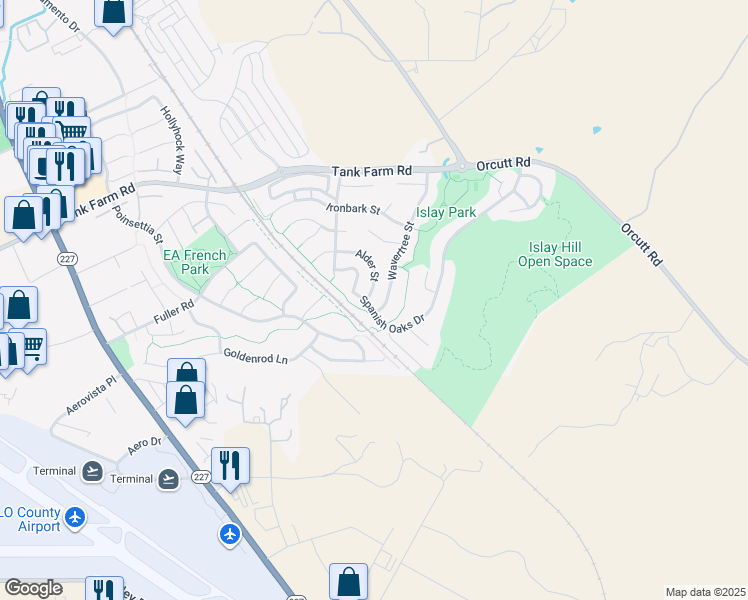 map of restaurants, bars, coffee shops, grocery stores, and more near 1398 Alder Street in San Luis Obispo