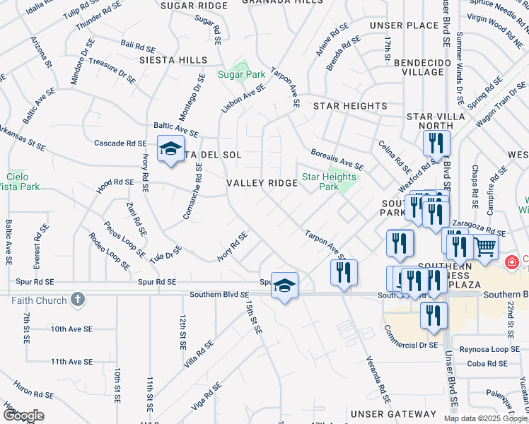 map of restaurants, bars, coffee shops, grocery stores, and more near 1330 Manzanita Court Southeast in Rio Rancho