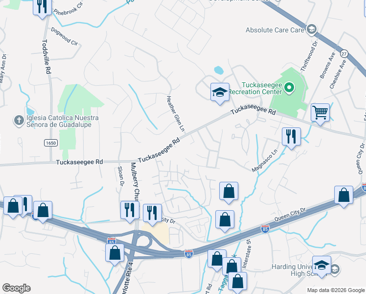 map of restaurants, bars, coffee shops, grocery stores, and more near 5401 Tuckaseegee Road in Charlotte