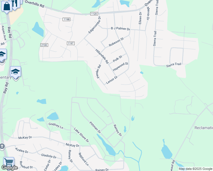 map of restaurants, bars, coffee shops, grocery stores, and more near 280 Pender Road in Spring Lake