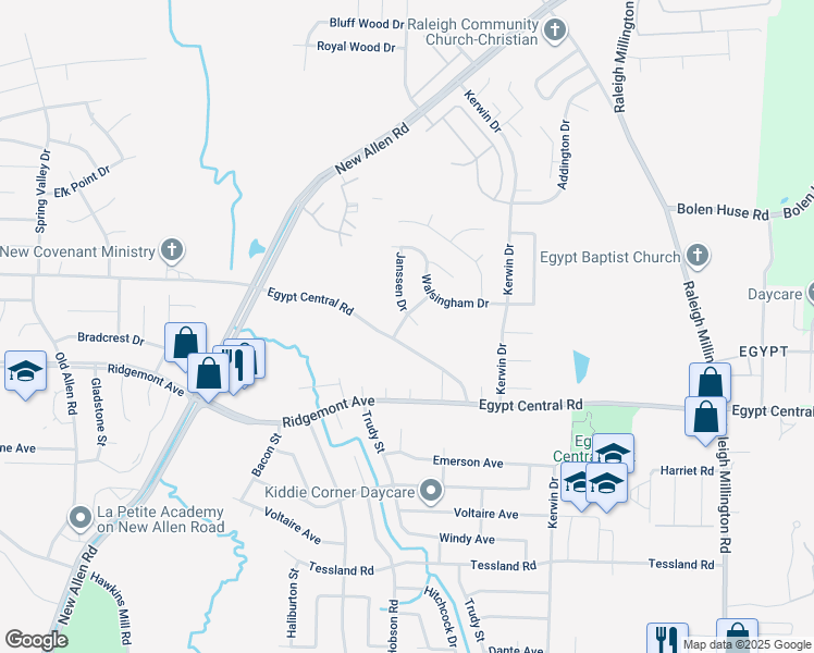 map of restaurants, bars, coffee shops, grocery stores, and more near 4390 Guildhall Drive in Memphis