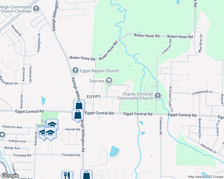 map of restaurants, bars, coffee shops, grocery stores, and more near 4258 Kings Valley Cove East in Memphis